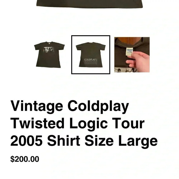 Coldplay 2005 Twisted Logic Tour Brown  Graphic T Shirt Size S - Picture 13 of 13